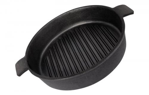 Сковорода-гриль круглая чугунная CH24, диам - 24 см, без ручки (2 боковые ручки)
