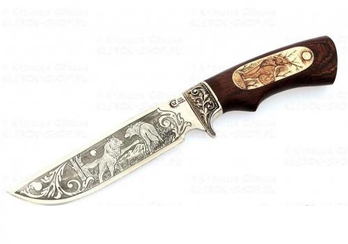 Нож Лорд, кован.ст.,венги,литье,кость,гравир.