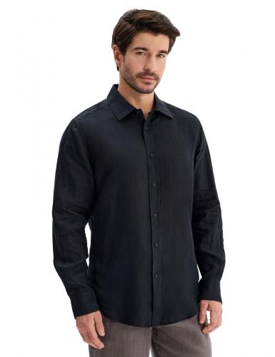 РУБАШКА NORVEG LINEN МУЖСКАЯ SLIM ЦВЕТ ЧЕРНЫЙ,