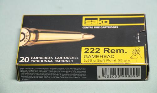 Патрон к.222 Rem 3,56гр SP Gamehead Sako 1шт