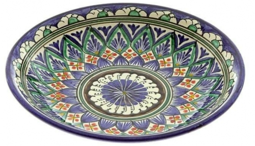 Тарелка синяя Риштан 19 см. глубокая