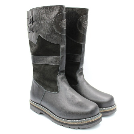 САПОГИ ИЗ НАТУРАЛЬНОЙ КОЖИ+ЗАМША ЧЕРН. ММЛ-24 ВЫСОКИЕ/ЛЕПЕСТОК МЕХ -60