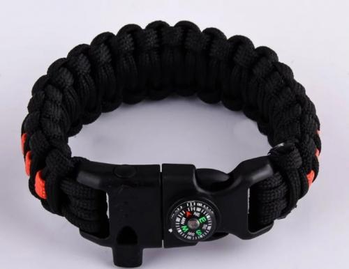 Браслет "СЛЕДОПЫТ" из паракорда со свистком, компасом и огнивом, 26х2 см/250/