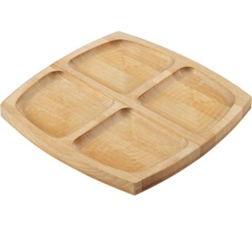 Менажница квадратная 4 секции 18х18х1,3 см (берёза)