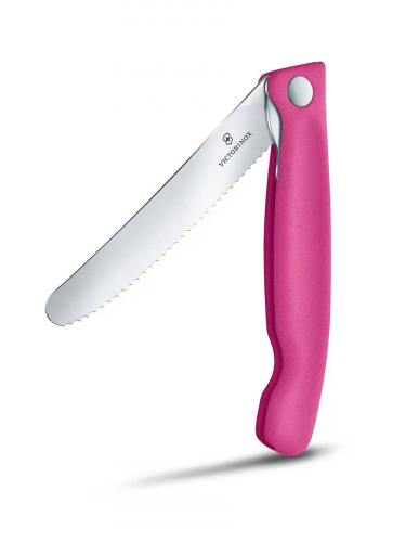 Нож складной, рукоять розовая, клинок серрейтор 6.7836.F5B