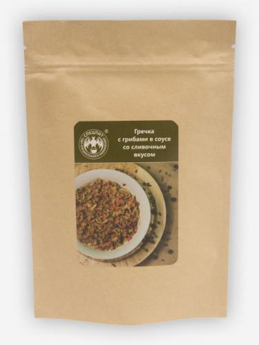 Гречка с грибами в соусе со сливочным вкусом, 80г. ФОЛЬГА