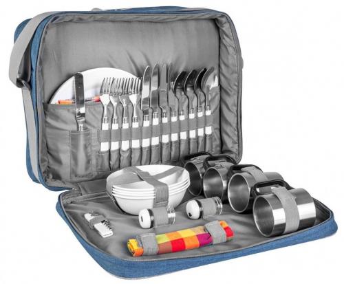 Набор для пикника на 4 персоны LUXEсиний/серый (HS-425(4)BG) Helios