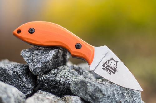Нож HAMMY Niolox SW G10-ORGH LS (StoneWash, G10 Orange Handle, Leather Sheath)