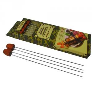 Набор двойных шампуров 38 см с деревянными ручками, 4 шт. в упаковке BOYSCOUT