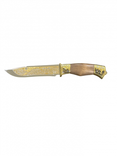 Нож разделочный "Урал" (ножны из кожи) позолота ЭИ-107