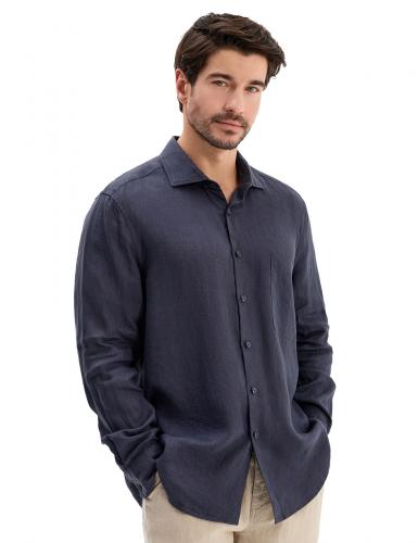 РУБАШКА NORVEG LINEN МУЖСКАЯ ПРЯМАЯ ЦВЕТ ГРАФИТОВЫЙ,