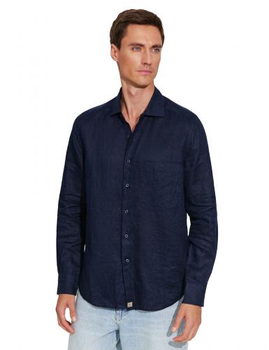 РУБАШКА NORVEG LINEN МУЖСКАЯ ПРЯМАЯ ЦВЕТ ТЕМНО-СИНИЙ