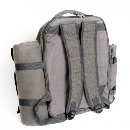 Рюкзак для пикника KYODA на 4 перс (пласт.посуда, метал.круж,флис. скатерть) сер