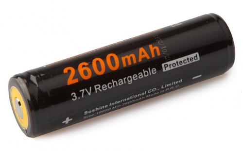 Аккумулятор Soshine 18650 Li-on 2600mA 3.7V с защитой