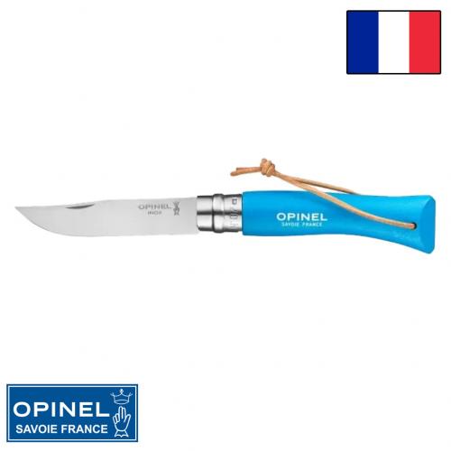 Нож Opinel Tradition Color №07 клинок 8см, нерж.сталь, граб, голубой, темляк