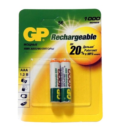 Аккумулятор NiMh R 3 1000мАч GP ReEnergy 2xBL