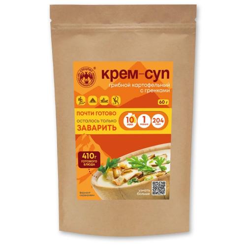 Суп грибной картофельный, крем-пюре с гренками 60 г