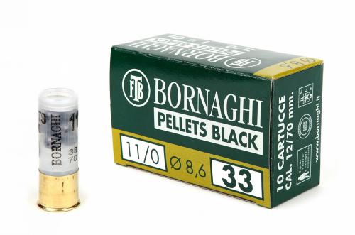 Патрон к.12х70 картечь 8,6 Pellets Black 33гр Bornaghi 1уп/10шт