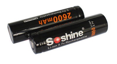 Аккумулятор литий-ионный Soshine 18650 2600mAh 3.7V PCB