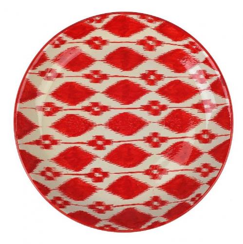Ляган Риштанская Керамика 38см плоский Красный Атлас