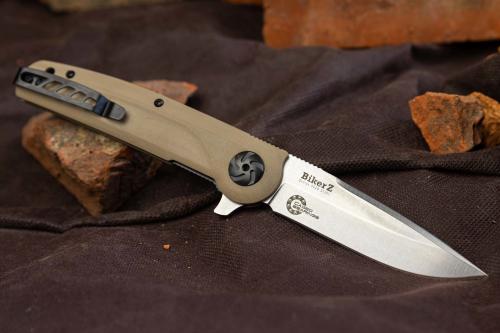 Нож складной Biker-Z N690 SW (Stonewash, Бежевая рукоять) Нож складной Biker-Z N690 SW (Stonewash, Бежевая рукоять)