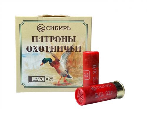 Патрон к.12х70 №3 32гр Б/К 1уп/25  СИБИРЬ