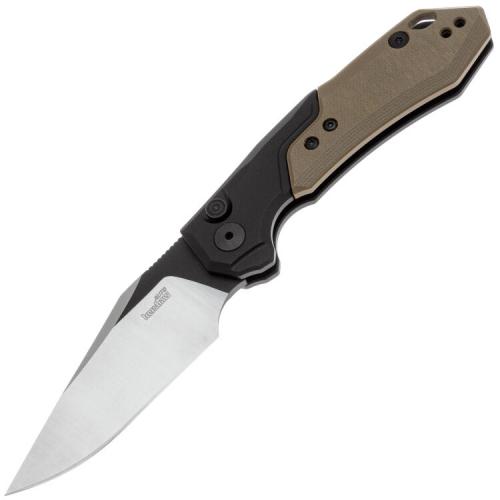 Нож K7851 Launch 19 - втомат., рук-ть черн. алюм./бежев. G10, клинок 154CM