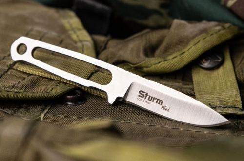 Нож STURM mini AUS-8 SW LS (StoneWash, Leather Sheath)