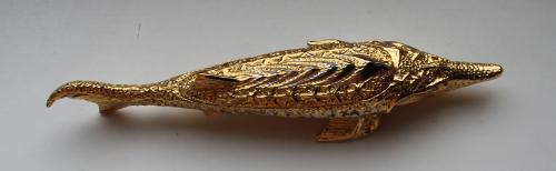 Икорница литая(Осётр)20 см.позолоченая