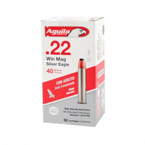 Патрон к.22WM Silver Eagle HV пуля SP 40гр гильза ник Aquila 1уп/50шт