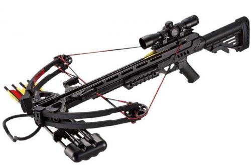 Арбалет блочный Man Kung XB52, black,4 стрелы, воск,прицел 4х32,ремень,кивер,натяжитель