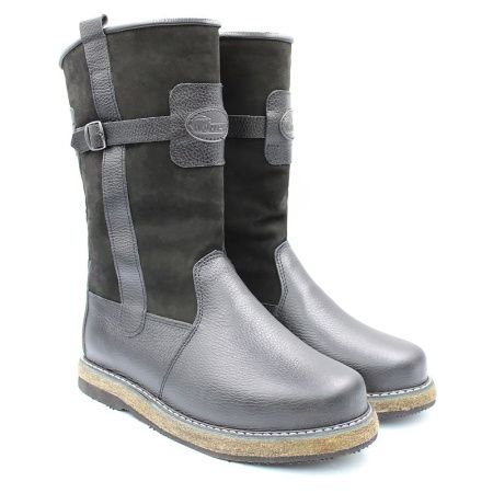 САПОГИ ИЗ НАТУРАЛЬНОЙ КОЖИ+ НУБУК ЧЕРНЫЕ ММВ-14 МЕХ ОВЧИНА НАТ. -60