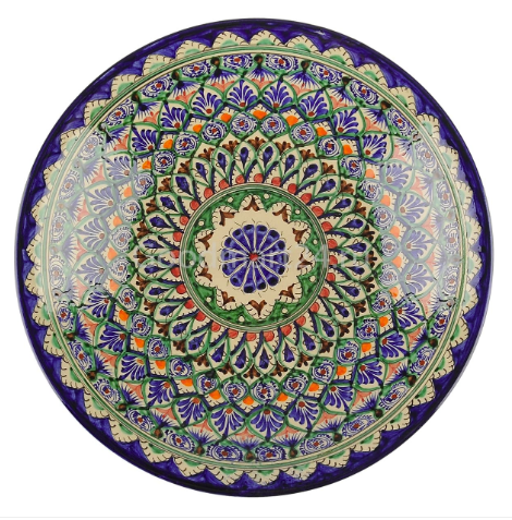 Тарелка синяя Риштан 19 см. глубокая