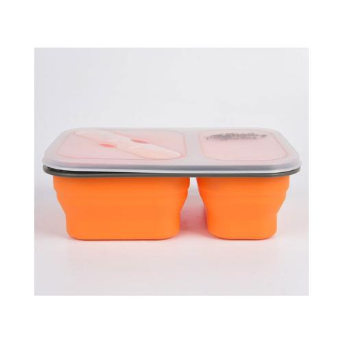 Контейнер Tramp силиконовый 2 отсека с ловилкой (оранжевый , 900мл)