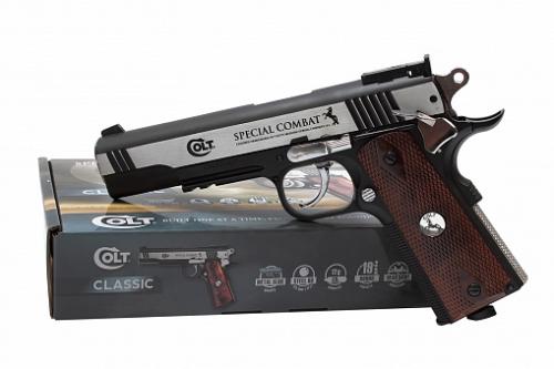 Пистолет пневм. Colt Special Combat (никель с пласт. накладками под дерево)