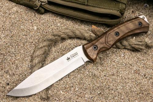 Нож SAFARI AUS-8 SW WH LS (StoneWash, Walnut Handle, Leather Sheath)