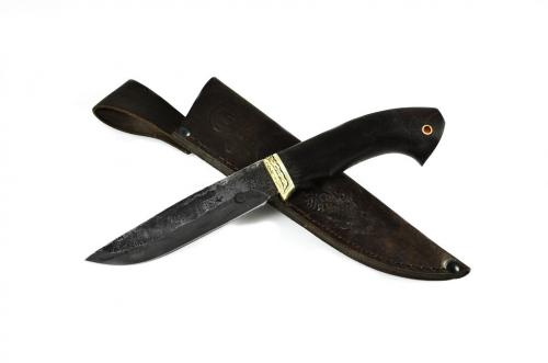 Нож Разделочный , кован,ст 9ХС,дюраль,рукоять из ценных пород дерева