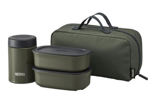 Термос из нерж. стали для еды с контейнерами  тм THERMOS JEA-801 KKI 0.8L