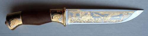 Нож сув"Егерь"ножны кожа (позолота)   ЭИ-107