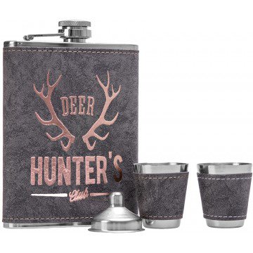 Набор Клуб охотников (фляжка 240 мл + 2 стопки + воронка) (HS-BR-8H) Helios