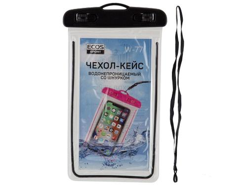 Чехол-кейс водонепроницаемый  со шнурком ECOS W-77, черный цв