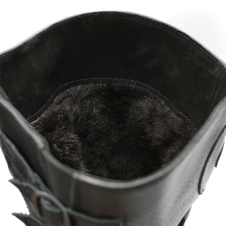 САПОГИ ИЗ НАТУРАЛЬНОЙ КОЖИ+ЗАМША ЧЕРН. ММЛ-24 ВЫСОКИЕ/ЛЕПЕСТОК МЕХ -60