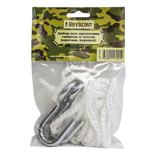 Набор для крепления гамаков и тентов (крючки, веревка)