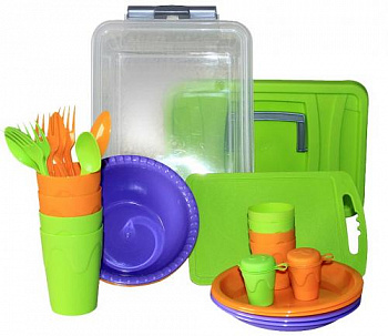 Набор для пикника СЛЕДОПЫТ «Weekend» пластик, на 4 персоны, контейнер