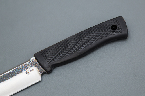 Нож Соболь 1, ст.Х12МФ, след ковки, рук. Elastron (черный)