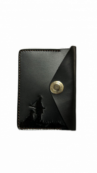 Обложка для охотничьих документов MINI (Черный, Охотник с собакой)