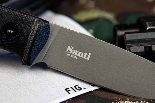 Нож SANTI D2 TW G10-BH LS (TacWash, G10 Black Handle, Leather Sheath) туристичес