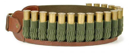 Патронташ открытый с резиновой гармошкой на 24 патрона (12-16 кбр) "Тайга" / Кор