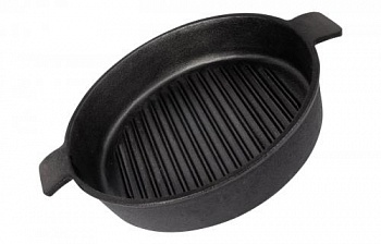 Сковорода-гриль круглая чугунная CH24, диам - 24 см, без ручки (2 боковые ручки)