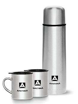 Набор: термос 1000 мл + 2 кружки 300мл.